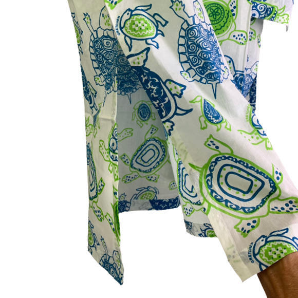 GRETCHEN‎ SCOTT Blue & Green Turtle Print Cotton Tunic Dress - NWT - Picture 7 of 13